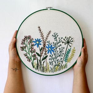 Hand embroidery hoop art with flowers image 1