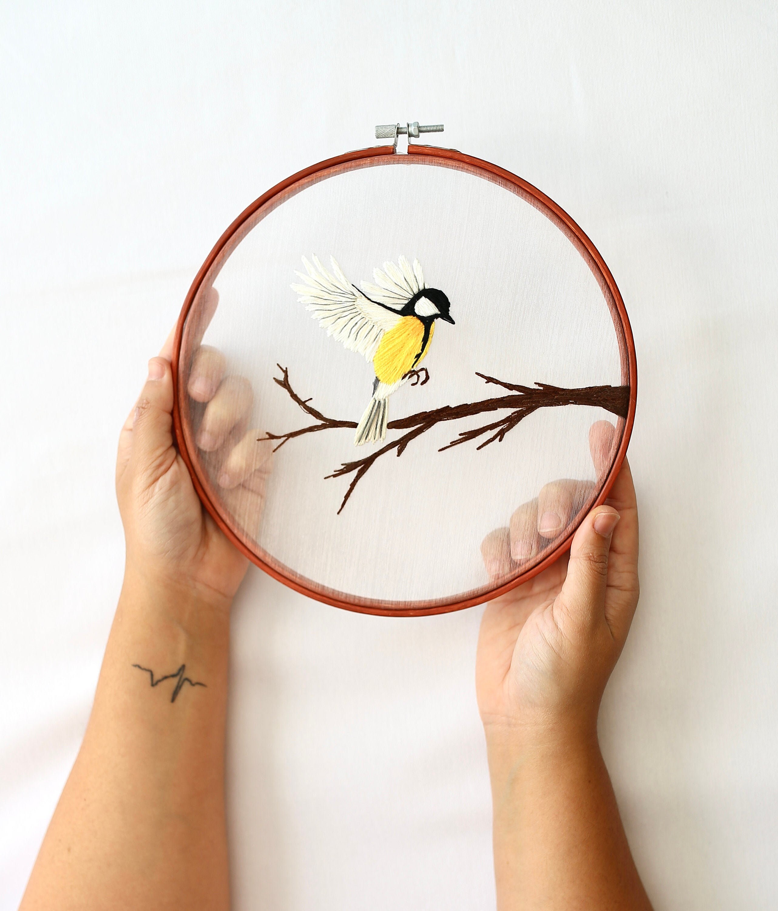 Hand Embroidery Organza Hoop Art Etsy