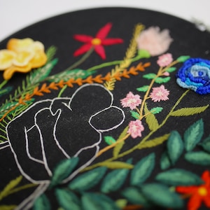 Hand embroidery hoop art with flowers