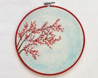 Hand embroidery hoop art with sky full of stars