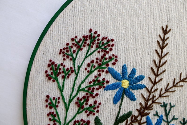 Hand embroidery hoop art with flowers image 4