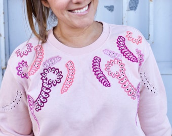 Hand embroidered sweatshirt