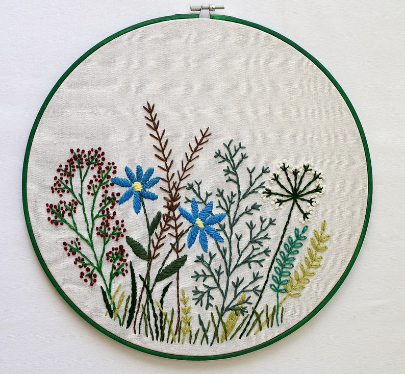 Hand embroidery hoop art with flowers image 3