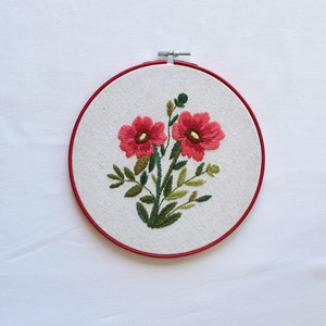 Hand embroidery hoop art with flowers