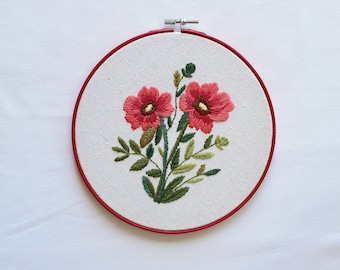 Hand embroidery hoop art with flowers