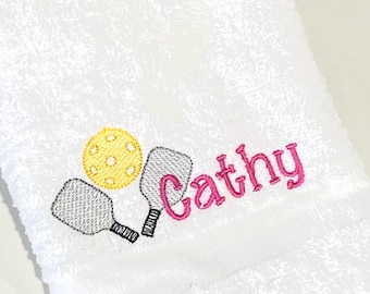 Personalized PIckleball Towel. Embroidered Cotton towel. Great gifts for Pickleball fans of all ages. Sweat Towel.