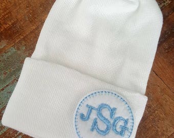 Personalized Baby Boy Hat.  Baby Name Newborn Hospital Hat, Hospital Newborn Beanie, Monogram, Newborn Boy hat.