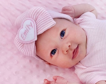 Personalized newborn hat, Newborn hat, newborn girl, baby girl hospital hat, Baby Name Hat. Hospital Newborn Beanie, Newborn girl hat