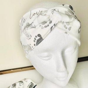Baby Feet Turban Headband, Nurse Headband, Maternity, MB, NICU, OB, L&D gifts. Twist Headband. Mother Baby Gift Ideas. Nurse appreciation.