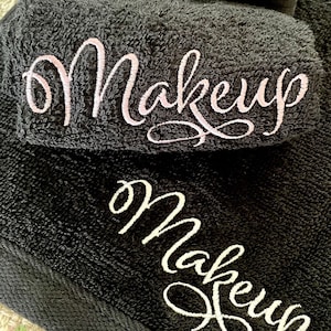 Black Washcloth. Embroidered  Makeup remover Washcloth.  Washcloth for Removing Makeup. Teen or Tween gifts, Spa Gifts, Bridal Party Gift
