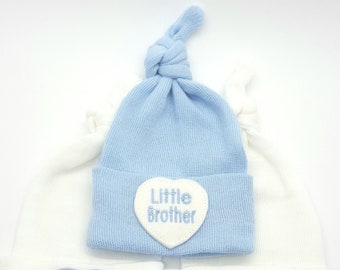 Little Brother Newborn Hospital Hat, Knot Hat,  Hospital Newborn Beanie, Newborn hat, Newborn Boy hat.