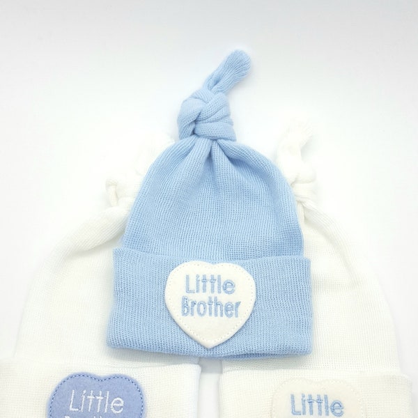 Little Brother Newborn Hospital Hat, Knot Hat,  Hospital Newborn Beanie, Newborn hat, Newborn Boy hat.