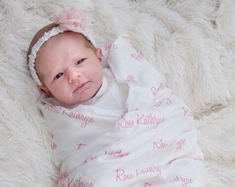 Personalized Swaddle Blanket.  100% organic cotton Baby Blanket.  Personalized Name Blanket.  Newborn Blanket.