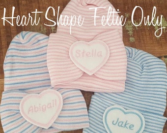 Baby name feltie heart or circle embellishment for your newborn hat.Personalize baby hats or items. Newborn feltie. Add to bows, hats, clips