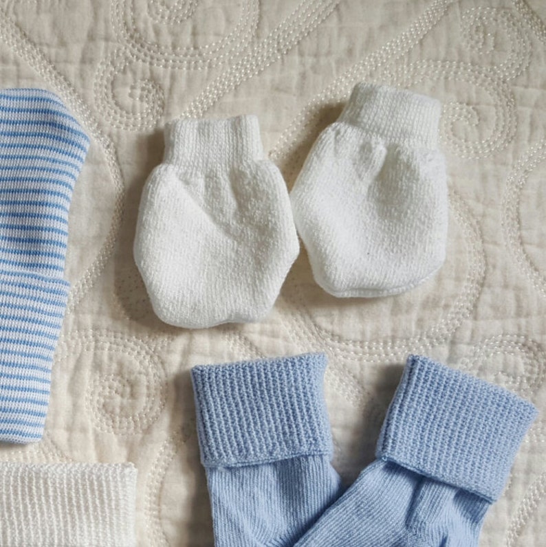 Just In Newborn Mittens Plain White for Boys or With Pink Etsy
