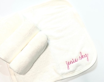 Bamboo Washcloth. Embroidered personalized Washcloth. Baby gifts.  Also great for Brides or girls of all ages!