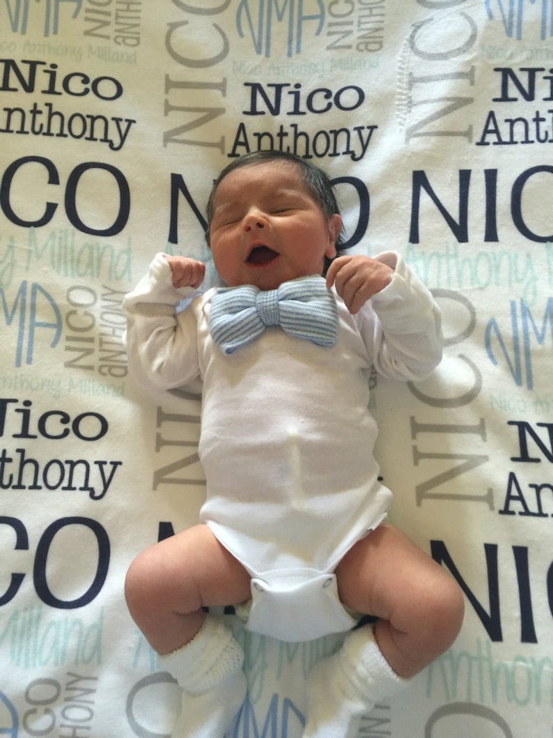 Newborn Boy Bowtie outfit with matching hat and sock set. Etsy