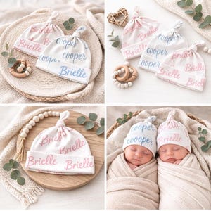 Personalized Organic Cotton Baby Hat|Custom Newborn Name Hat|HospitalHat|Knotted Baby Beanie|Baby Shower Gift|Newborn Photo Prop Bild 8
