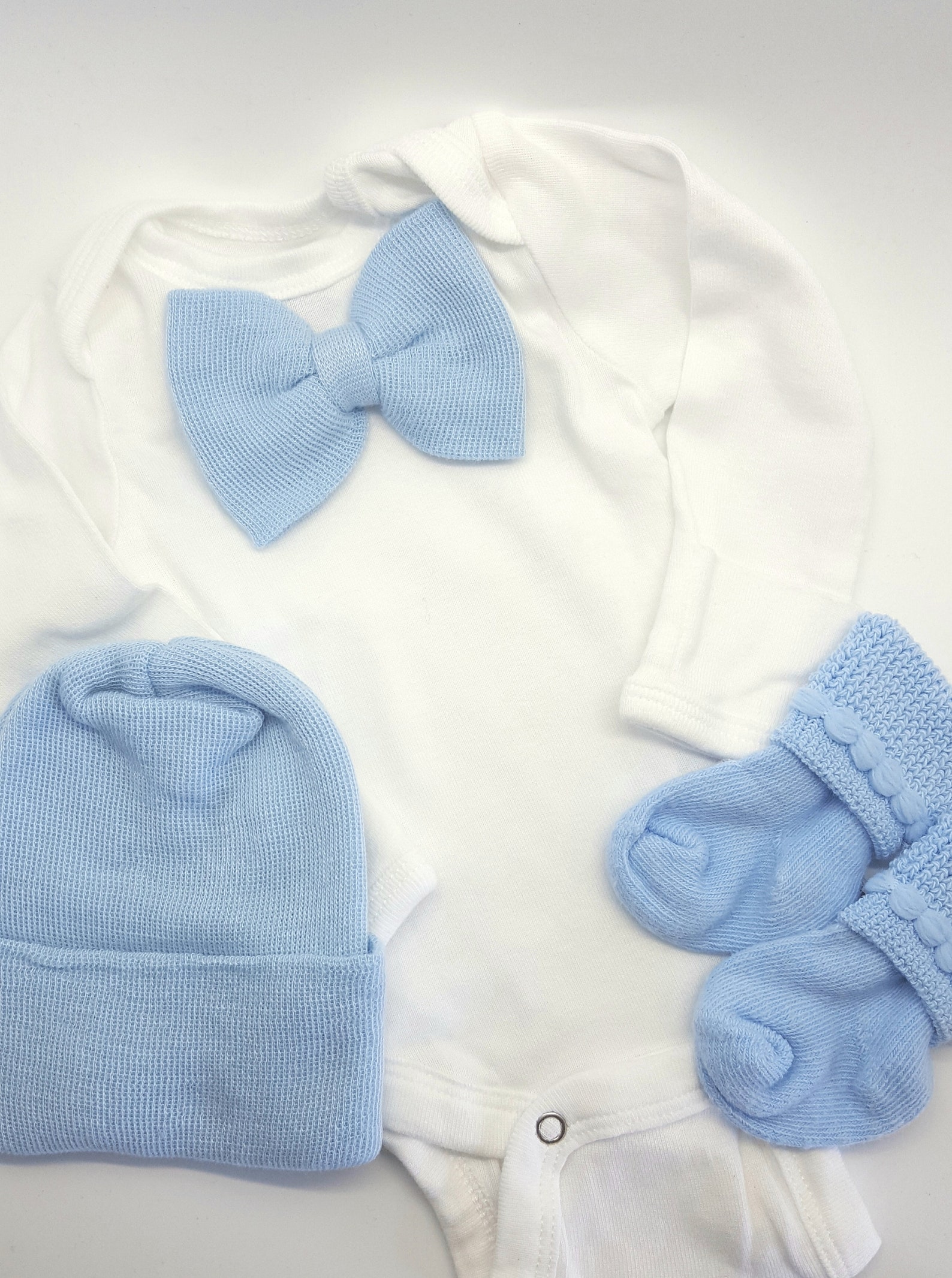 Newborn Boy Bow-tie Outfit With Matching Hat and Sock Set. - Etsy