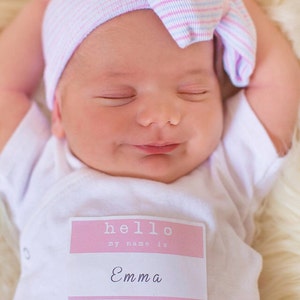 Hospital Newborn Beanie, Pink White and Blue striped hat, Newborn's First Bow, Newborn hat with bow, newborn girl hospital hat image 2