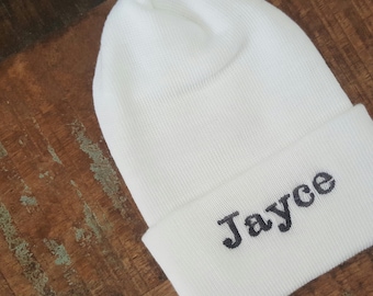 Personalized newborn hat, Newborn hat, newborn girl, baby girl hospital hat, Baby Name Hat. Hospital Newborn Beanie, Newborn girl hat