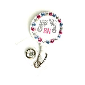 Retractable badge holder. Hospital ID holder. Newborn Feet Retractable Badge Holder for your Work ID. Great for Mother/Baby, Nursery, L&D image 4