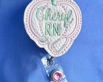Pumpkin Retractable badge holder. Hospital ID Holder is great for Mother/Baby, Nursery, and L&D nurses!