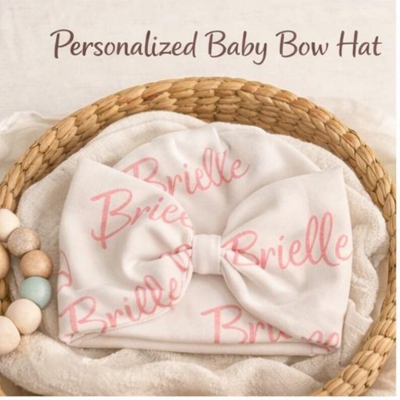 Personalized Organic Cotton Baby Hat|Custom Newborn Name Hat|HospitalHat|Knotted Baby Beanie|Baby Shower Gift|Newborn Photo Prop Bild 7