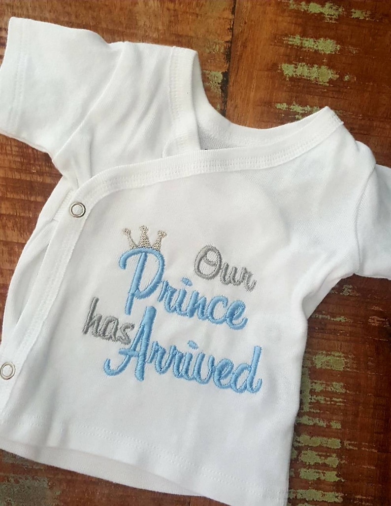 has arrived Newborn hospital shirt Our princess Hospital coming home outfit. or prince Baby birth announcement