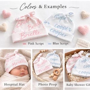 Personalized Organic Cotton Baby Hat|Custom Newborn Name Hat|HospitalHat|Knotted Baby Beanie|Baby Shower Gift|Newborn Photo Prop Bild 6