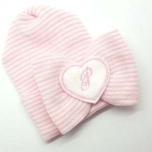 Personalized Initial newborn hat.Cursive Font.Newborn girl, baby girl hospital hat, Baby Name Hat. Hospital Newborn Beanie, Newborn girl hat