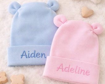 Hospital Newborn Bear Beanie.  Add a bow for a girl bear hat.  Comes in all colors.  Perfect for your Newborn's First Hat!Hospital baby hat.