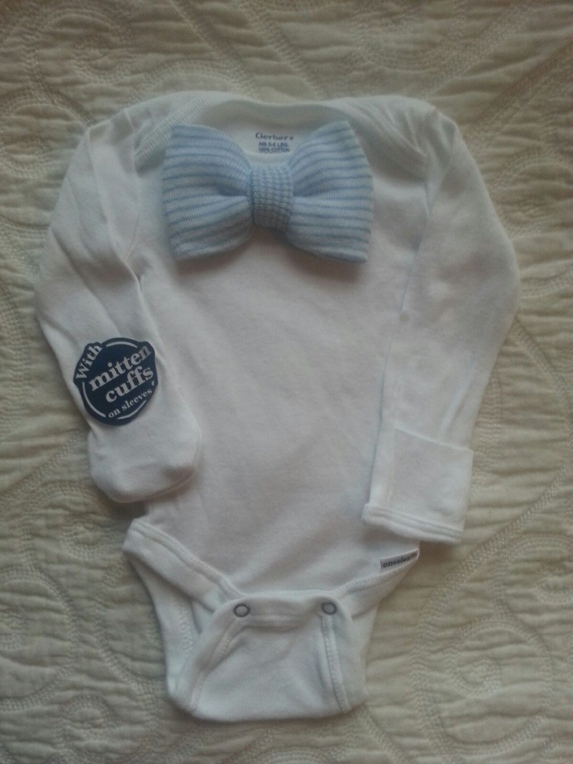 Newborn Boy Bowtie outfit with matching hat and sock set. Etsy