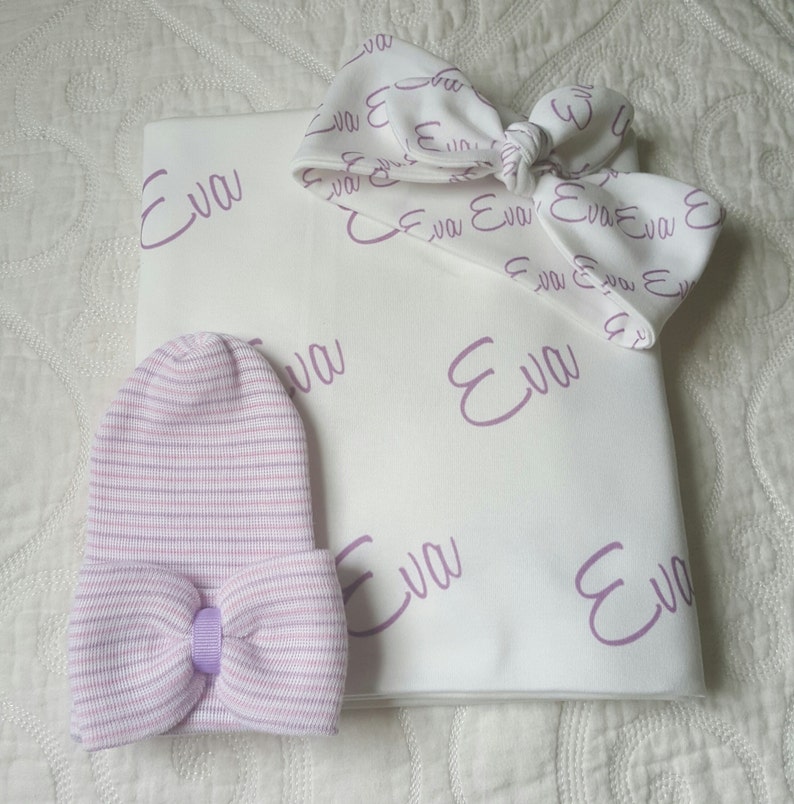 Baby Name Blanket. Personalized Newborn Gift Set. 100 organic Etsy