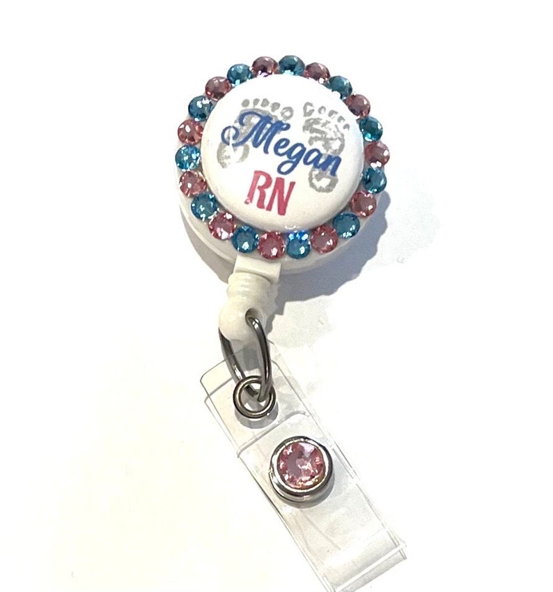 Retractable badge holder. Hospital ID holder. Newborn Feet Retractable Badge Holder for your Work ID. Great for Mother/Baby, Nursery, L&D image 6