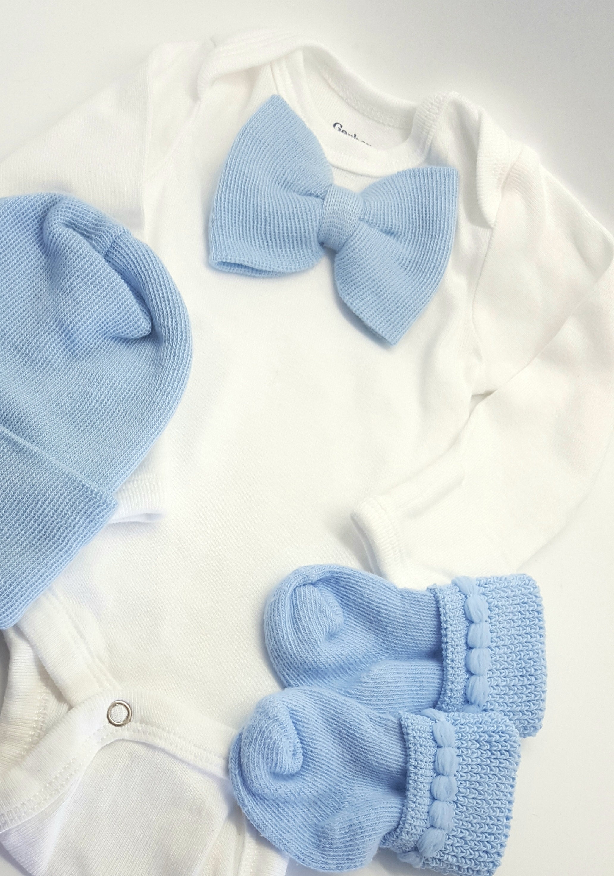Newborn Boy Bow-tie Outfit With Matching Hat and Sock Set. | Etsy