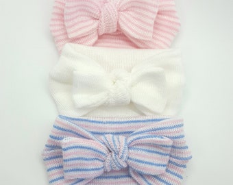 Hospital Newborn Headbands,  Set of 3 Wide Band Headbands,  Newborn's First Headbands, newborn girl hospital bow, baby turban