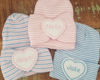 Personalized newborn hat, Newborn hat, newborn girl, baby girl hospital hat, Baby Name Hat. Hospital Newborn Beanie, Newborn girl hat