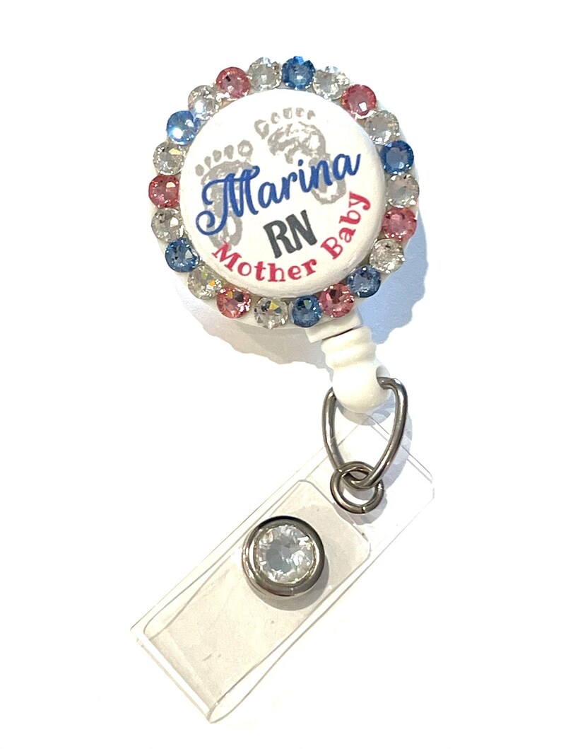 Retractable badge holder. Hospital ID holder. Newborn Feet Retractable Badge Holder for your Work ID. Great for Mother/Baby, Nursery, L&D image 7