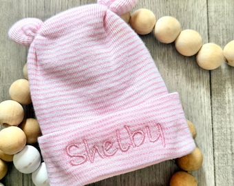 Hospital Newborn Bear Beanie.  Add a bow for a girl bear hat.  Comes in all colors.  Perfect for your Newborn's First Hat!Hospital baby hat.