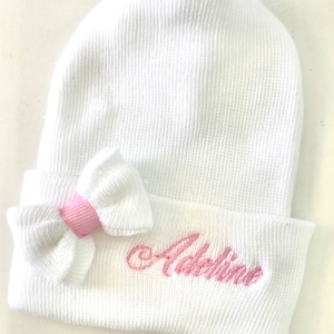 Personalized newborn hat, Newborn hat, newborn girl, baby girl hospital hat, Baby Name Hat. Hospital Newborn Beanie, Newborn girl hat
