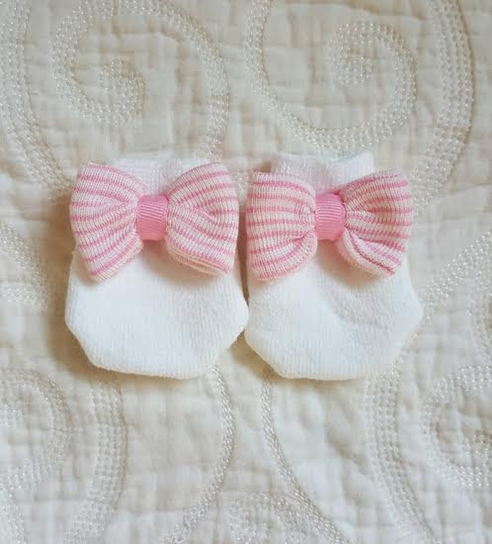 Just In Newborn Mittens Plain White for Boys or With Pink Etsy