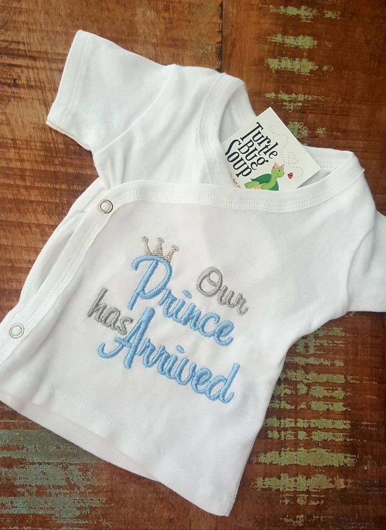 has arrived Newborn hospital shirt Our princess Hospital coming home outfit. or prince Baby birth announcement