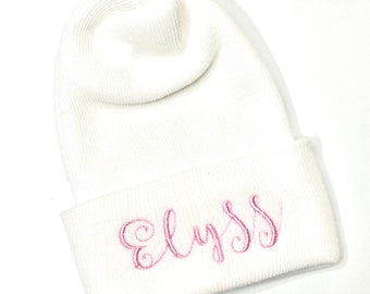 Personalized newborn hat, Newborn hat, newborn girl, baby girl hospital hat, Baby Name Hat. Hospital Newborn Beanie, Newborn girl hat