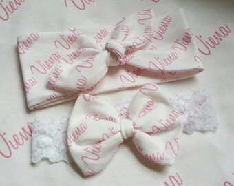 Personalized Headband(s). Wide Knot Headband.   Personalized Bow Headband.  Baby Name Bow.  Baby Name Headband.  Infant headband.