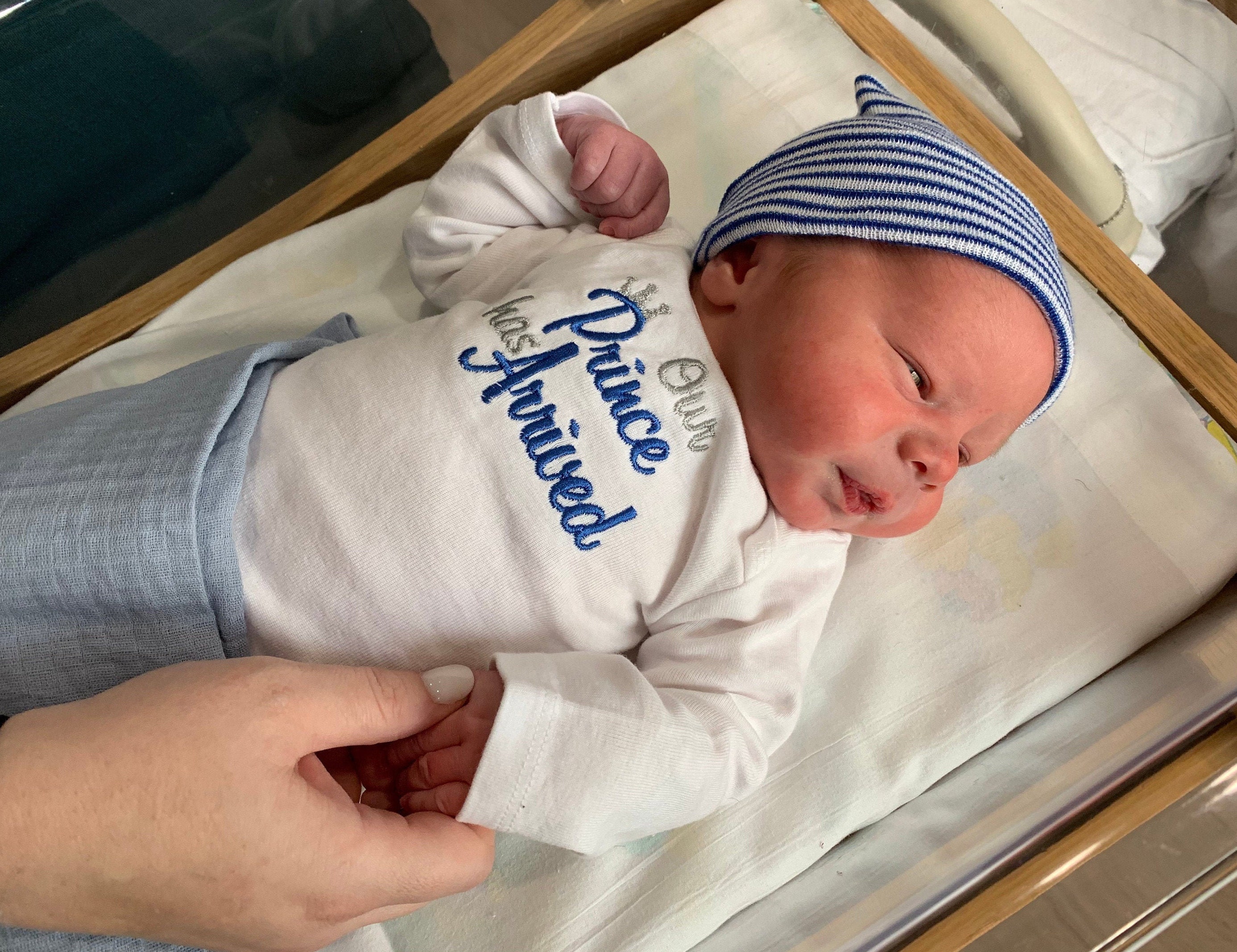 Our prince  has arrived Newborn hospital shirt.   Baby birth announce…