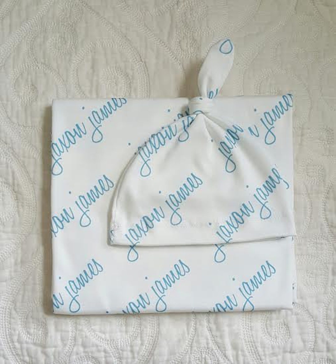 Personalized Newborn Knot Hat. 100% Organic Cotton. Infant Boy or Girl ...
