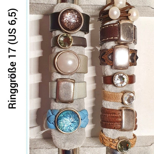 Lederringe SALE 17 (US 6,5) für Frauen,Boho Chic aus Leder oder Kork,handgefertigt,Zamak ,Geschenk für sie, Gypsy Ring, Unikate