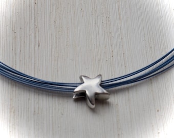 Necklace blue gray with starfish pendant,Ladies Necklace,maritim, Handmade Jewelry,Multi-strand,Statement Jewelry,Women,Bridesmaid,