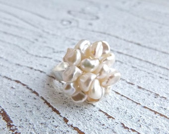 Keshi pearls Ring #89,Ladies Ring,Ring freshwater Pearls,Wedding, creme Ring,Handmade Jewelry, Women,High Fashion,Gift for her, Keshi Pearl